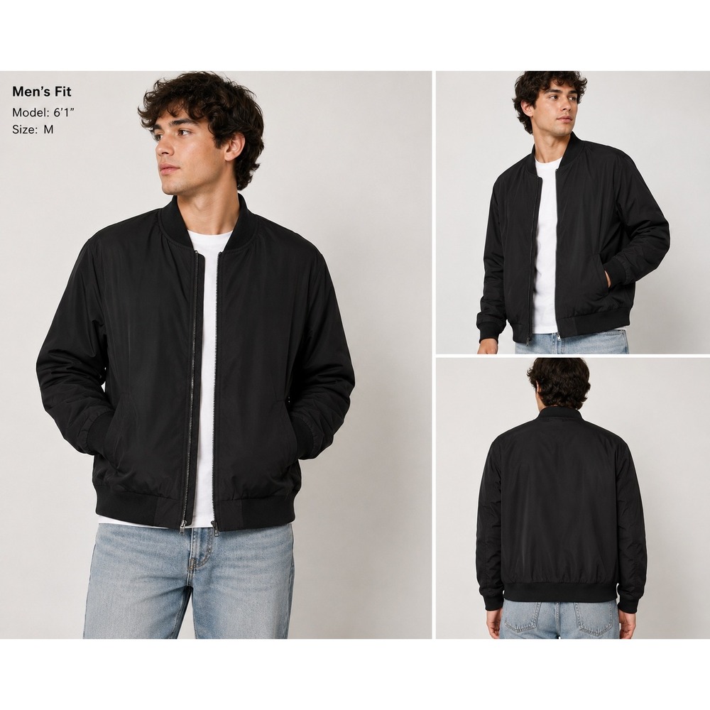 Coofandy Men's Black Lightweight Bomber Jacket Size Medium
